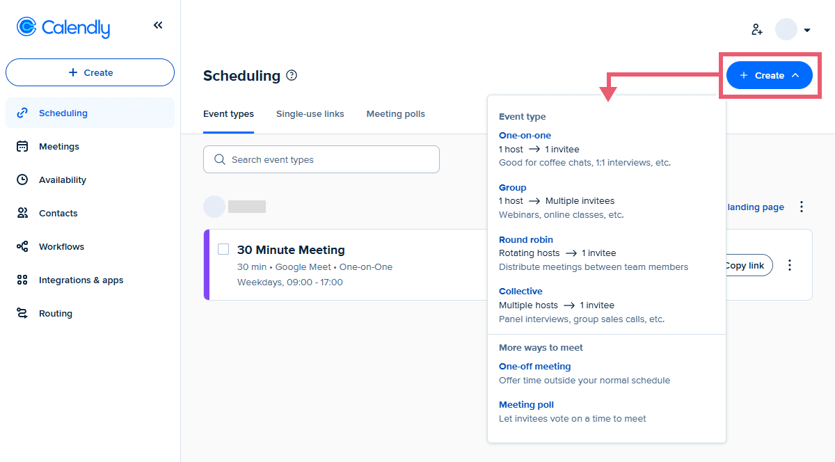 ホーム画面の「+Create」をクリックする