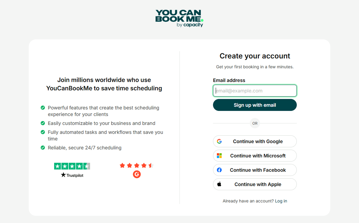 メールアドレス入力または連携アカウントの選択